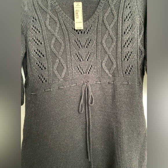 Boho Black Crochet Sweater Dress NWT - Picture 6 of 8